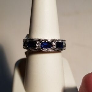 Cubic Zirconium/Sapphire Ring